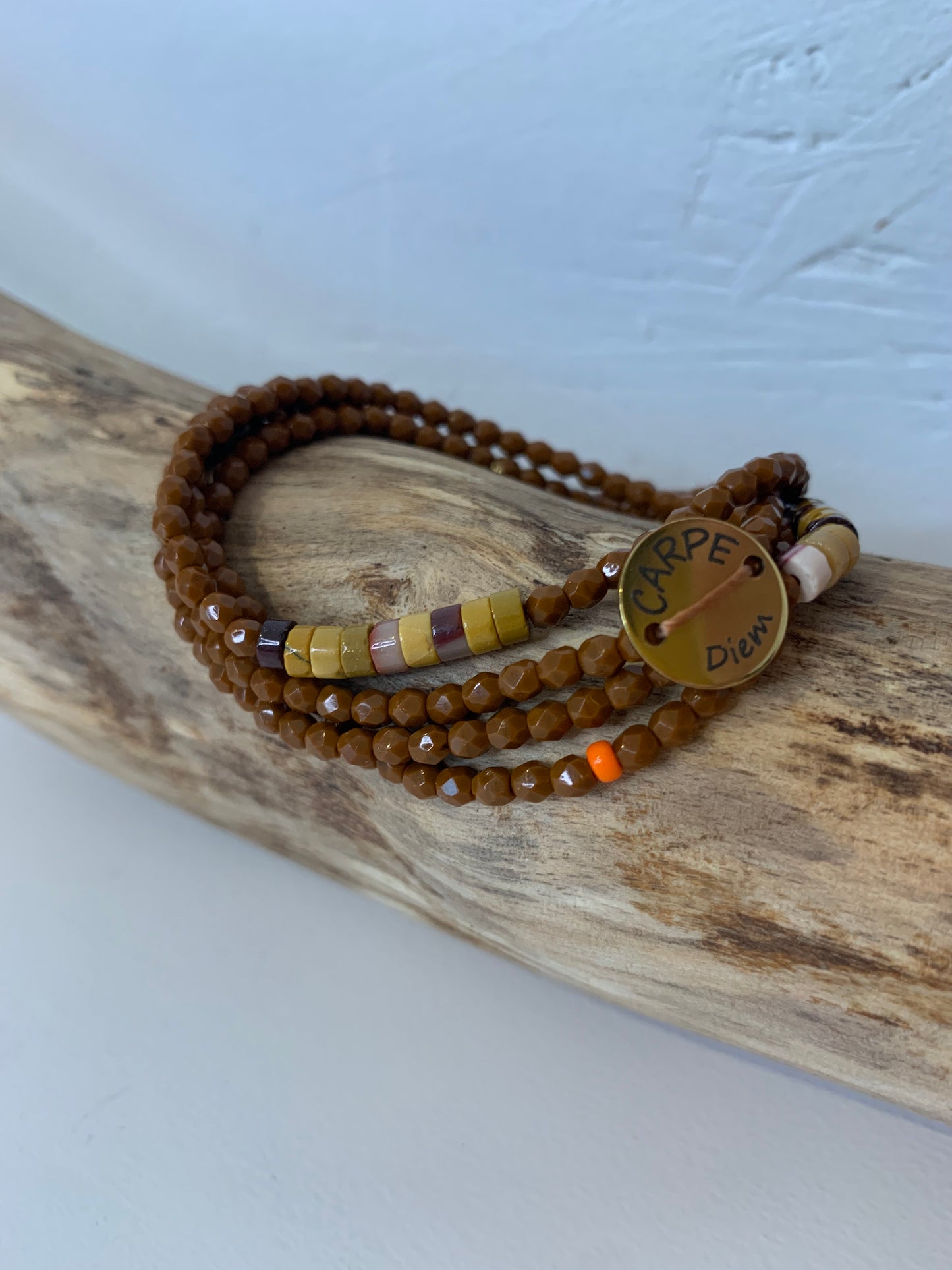 Bracelet 4 tours cognac